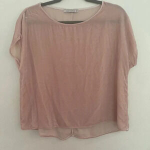 CUT Loose real velvet (silk and rayon) light pink short sleeve short Sz XS